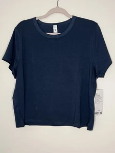 NWT Size 14 Lululemon Classic-Fit Cotton-Blend Tee Shirt IRBU Iron Blue - Picture 1 of 6