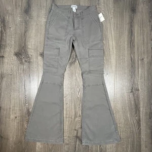 Arizona Women's Low Rise pants Juniors Sz 0 Wide Flare Dark Gull Gray Color NWT - Picture 1 of 13