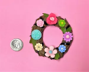 Dollhouse MIniature Spring Wreath-Beautiful Flowers-1:6 Scale- CLEARANCE SALE - Picture 1 of 5