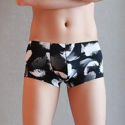 Black Men's Printed Boxer Briefs Sexy Underwear Soft Male Shorts Underpants -L - Image 1 of 4