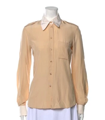 Yves Saint Laurent Rive Gauche Silk Long Sleeve Button Up Blouse Size Small - Image 1 of 4