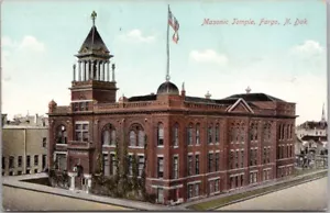 1910s FARGO, North Dakota Postcard "MASONIC TEMPLE" Lodge / Building View UNUSED - Picture 1 of 2
