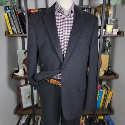 Casaco esportivo masculino Andrew Fezza blazer dois botões preto carvão 100% cashmere 42L - Imagem 1 de 4