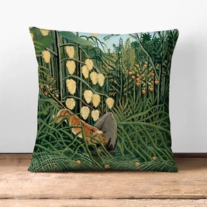Plump Cushion Henri Rousseau In a Tropical Forest Scatter Throw Pillow Cover - Picture 1 of 13