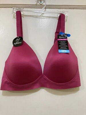 Sutiã Bali Cool Comfort tecido XL vermelho sem fio suave alisamento ajuste flexível ajustável - Imagem 1 de 4