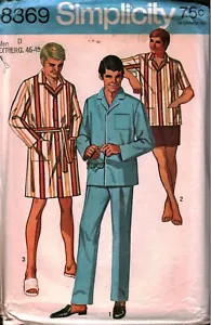 8369 Vintage Simplicity SEWING Pattern Mens Pajamas Two Lengths Sleepcoat Robe - Picture 1 of 2