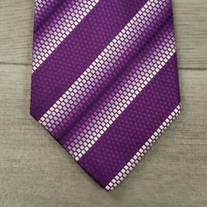 Turnbull & Asser Men's Designer Necktie Purple Striped 100% Silk Made in England - Picture 1 of 6