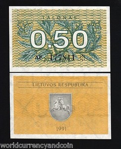 LITHUANIA 0.50 50 CENTS P31 1991 x 100 Pc Lot BUNDLE EURO UNC HORSE UNC CURRENCY