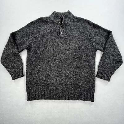 LL Bean свитер мужской средний серый ягненка шерсти насмешливый шеи Henley вязаный пуловер - Изображение 1 из 4