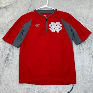 Chaqueta de Béisbol Rawlings Pullover 1/4 Cremallera Rojo Gris Juvenil M Bordada Logo NS - Imagen 1 de 9