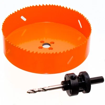 VOLKERS Ø 110 mm HSS BiM Lochsäge Bohrkrone mit Zentrierbohrer für Metall Holz Inox