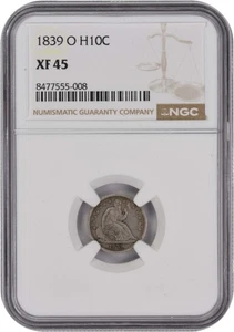 1839-O Liberty sitzender Silber halber Groschen ohne Draperie vz45 NGC - Bild 1 von 2