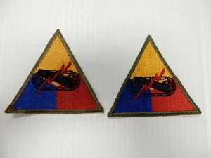 WWII 1941-1955 FUERZAS BLINDADAS CUARTEL GENERAL HQ PARCHE CONJUNTO DE 2 - Imagen 1 de 4