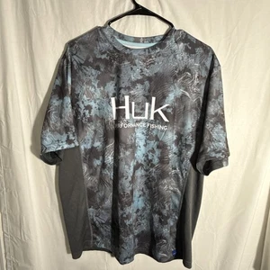 Camicia da Pesca Huk Performance Uomo Tg L Blu Manica Corta Leggera USATA - Foto 1 di 7