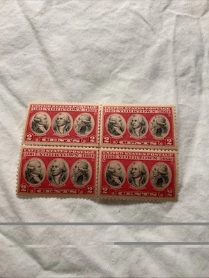 U.S.-(-1931-)-Sc.#703-YORKTOWN -lot of Block 4-Stamps/CENTER LINE MNH-#11 - Image 1 of 4