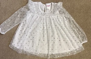 Nanette Mädchen Top weiß silber Herzen transparent Größe 4 - Bild 1 von 5