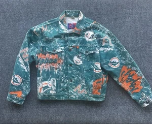 Giacca denim Pro Player Miami Dolphins uomo L graffiti anni 90 vintage T99 - Foto 1 di 14