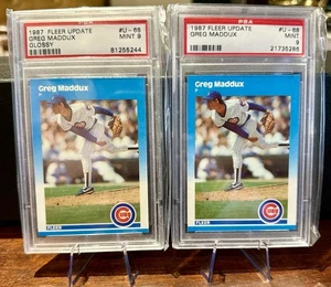 (2) 1987 FLEER UPDATE #U-68 GREG MADDUX ROOKIE PSA 9 CHICAGO CUBS GLOSSY + BASE - Picture 1 of 2