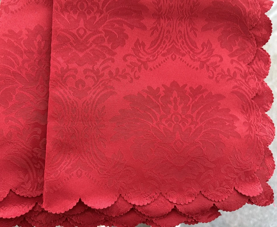 TRUE RED TAHARI HOME NAPKINS DAMASk SCALLOPED EDGE 18X18 100% POLYESTER SET  4 - Image 1 of 1