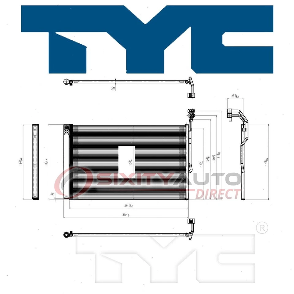 TYC Front AC Condenser for 2011-2015 Volkswagen Touareg AC Air Conditioning hy — 第 1/4 张图片
