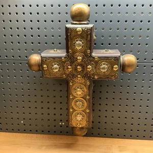 Großes 18 x 14 x 4 Holzkreuz Double Costa Coadrada Pared - Bild 1 von 18