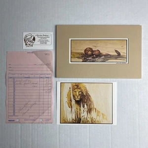 Louise Forbes Sea Otter Matted Art Print & Ephemera Bundle Lot Wildlife Vtg 1995 - Picture 1 of 18