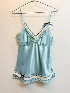 Gold Hawk Women’s Silk Camisole, Blue Lace - Picture 1 of 4
