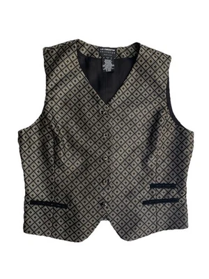 Винтажный Liz Claiborne жилет женщин маленький геометрический черный дизайнерский США - Изображение 1 из 4