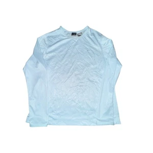 Camicia vintage Nike manica lunga donna taglia L 12-14 blu chiaro girocollo Dri-Fit - Foto 1 di 5