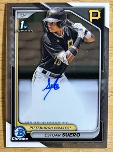 ESTUAR SUERO 2024 Bowman Chrome 1st Auto #CPA-ES PITTSBURGH PIRATES - Picture 1 of 2