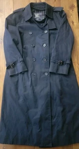 Vintage Burberrys London Vintage Navy Trench Coat Nova Check Plaid Fleece Lined - Picture 1 of 19