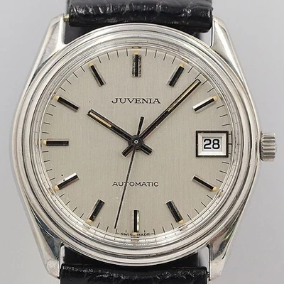 Deadstock, funcionando Juvenia Fecha esfera plateada AT 9062SV reloj para hombres Japón #T0471 Foto 1 de 4