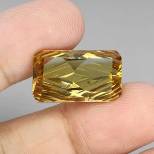 Octagon Concave Cut Natural Yellow Citrine 13.04ct 20x11mm Marvelous Gemstone - Picture 1 of 14
