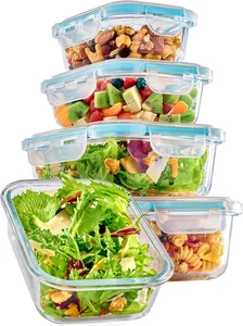 Contenitori Ermetici per Alimenti - in Vetro Con Coperchio - Set Da 4 - Impilabi - Foto 1 di 12