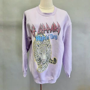 Def Leppard Goodie Sweatshirt zwei Ärmel High 'n' Dry Logo lila Größe Medium - Bild 1 von 16