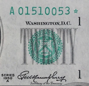 High Grade $20 1950A Star FRN A01510053* series A, twenty dollar, Boston - Picture 1 of 3