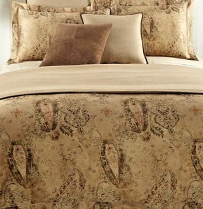 ¡JUEGO DE EDREDÓN DE COLECCIÓN RALPH LAUREN VERDONNET CAMEL FLORAL SATÉN KING/CALIFORNIA KING! - Imagen 1 de 10