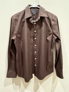 Camisa Lands End Mujer Marrón Abotonada Manga Larga Sin Hierro Pinpoint Oxford Talla 6 - Imagen 1 de 6