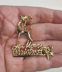 Broche prendedor vintage Dancraft GT reno Feliz Navidad 2", D14 - Imagen 1 de 4
