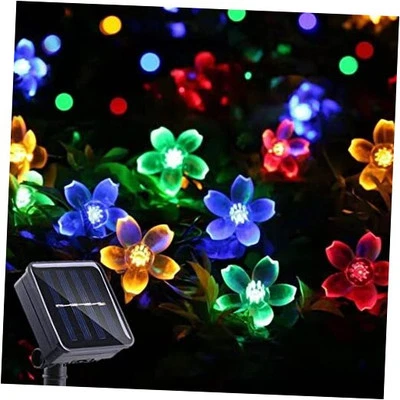  Cadena Solar Flores Luces Exterior Impermeable 50 LED Hadas Luz Multicolor Foto 1 de 4