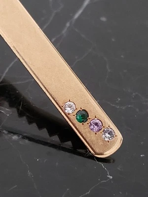 TIE BAR 14KT YELLOW GOLD ESTATE COLLECTIBLE ACCESSORY STONES 14K - Image 1 of 4