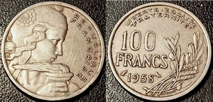 Frankreich - IV. Republik - 100 Francs Cochet 1958 Eule! F.450/13 - Bild 1 von 1