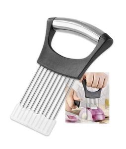 Onion Slicer/Cutter Stainless Steel With Protective Cover Dishwasher Safe Black - Picture 1 of 8