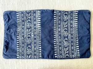 Villa Lugano Embroidered Tribal Stripe White & Navy Blue Pillow Sham Cover 21x12 - Picture 1 of 19