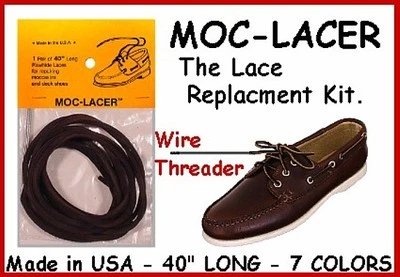 WOOD-N-STUFF.COM Leather LACES for Boat, Deck Shoes 40" Kit ~ Medium Brown Color Lace Mock-Lacer