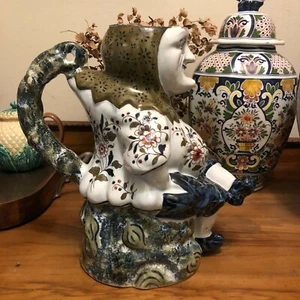 Rare Rouen France Large Mr Punch Jug Decor Riche - Picture 1 of 12