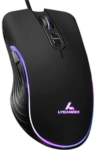 Lycander Gaming Mouse, Wired Optical USB Mice with 6400DPI, 7 Buttons, LED Light - Picture 1 of 6