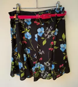 REVIEW AUSTRALIA Womens Multi Flared Floral Skirt Pink Belt Size 10 - Picture 1 of 8