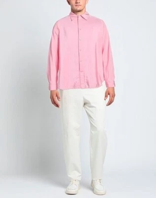 🔥🔥 Bottega Veneta Bubble Gum Pink Men's Silk Viscose Blend Shirt Size XL 44 - Image 1 of 2