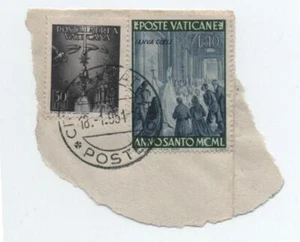 VATICANO 1947 POSTA AEREA DA LIRE 50 OBLITERATO SU FRAMMENTO - Foto 1 di 1